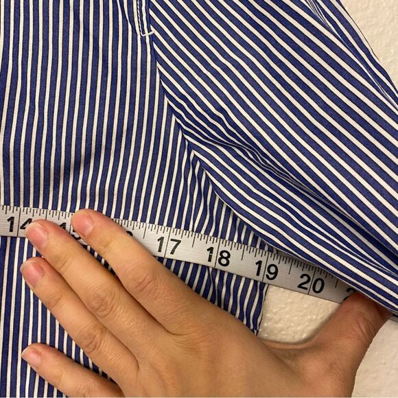 J Crew blue button up Blouse micro pinstripe professional office blouse top S - Picture 3 of 6